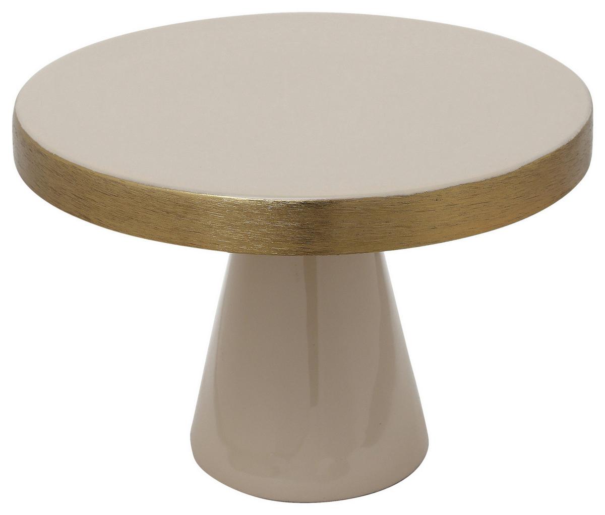 Tortenplatte Art Deco Goldfarben, Beige, 30x14 cm - Beige/Goldfarben, Trend, Metall (30/14cm) - Kayoom