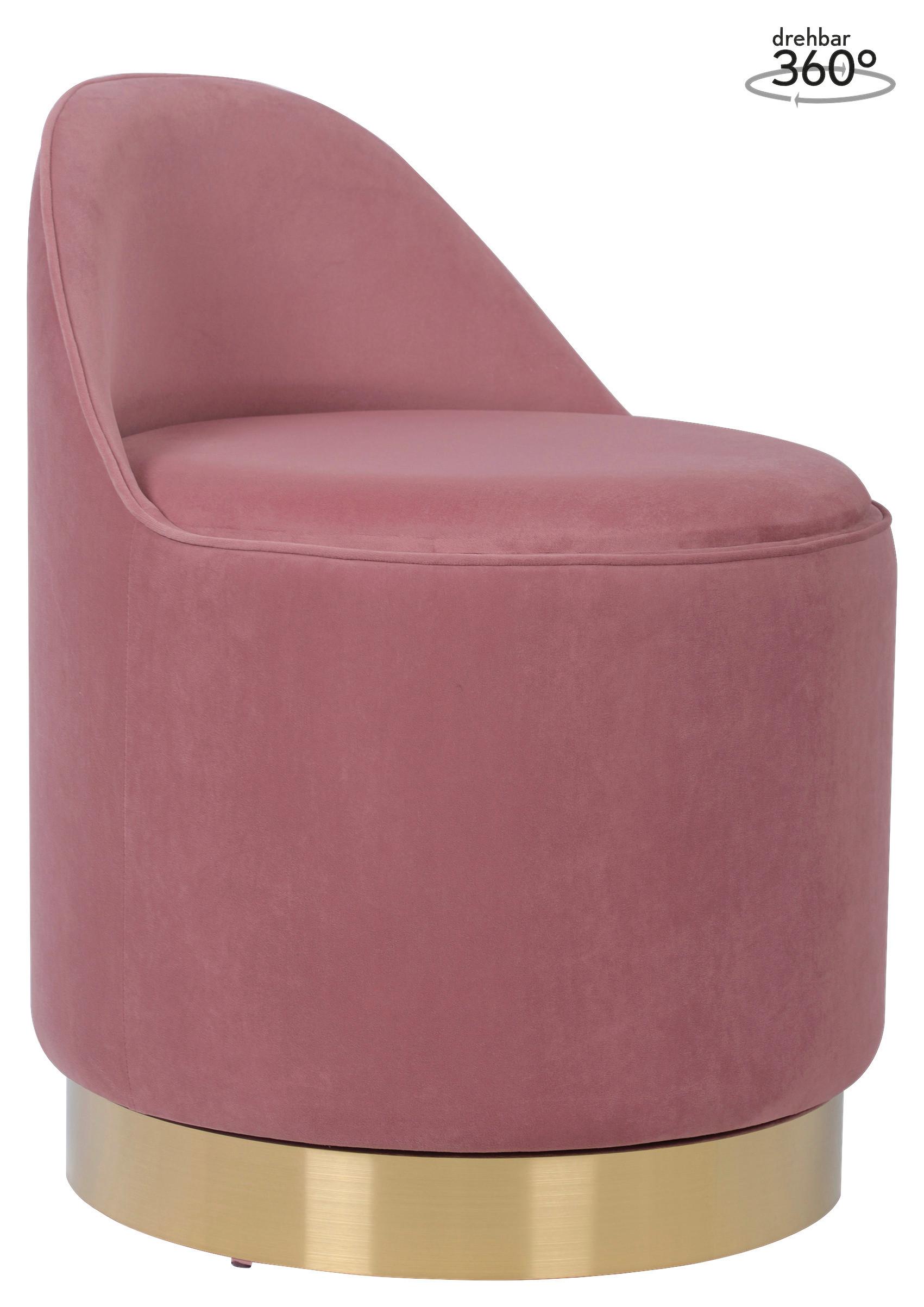 Drehhocker Viktor 125 Altrosa D: 52 Cm - Goldfarben/Altrosa, Design, Textil/Metall (52/68cm) - Kayoom