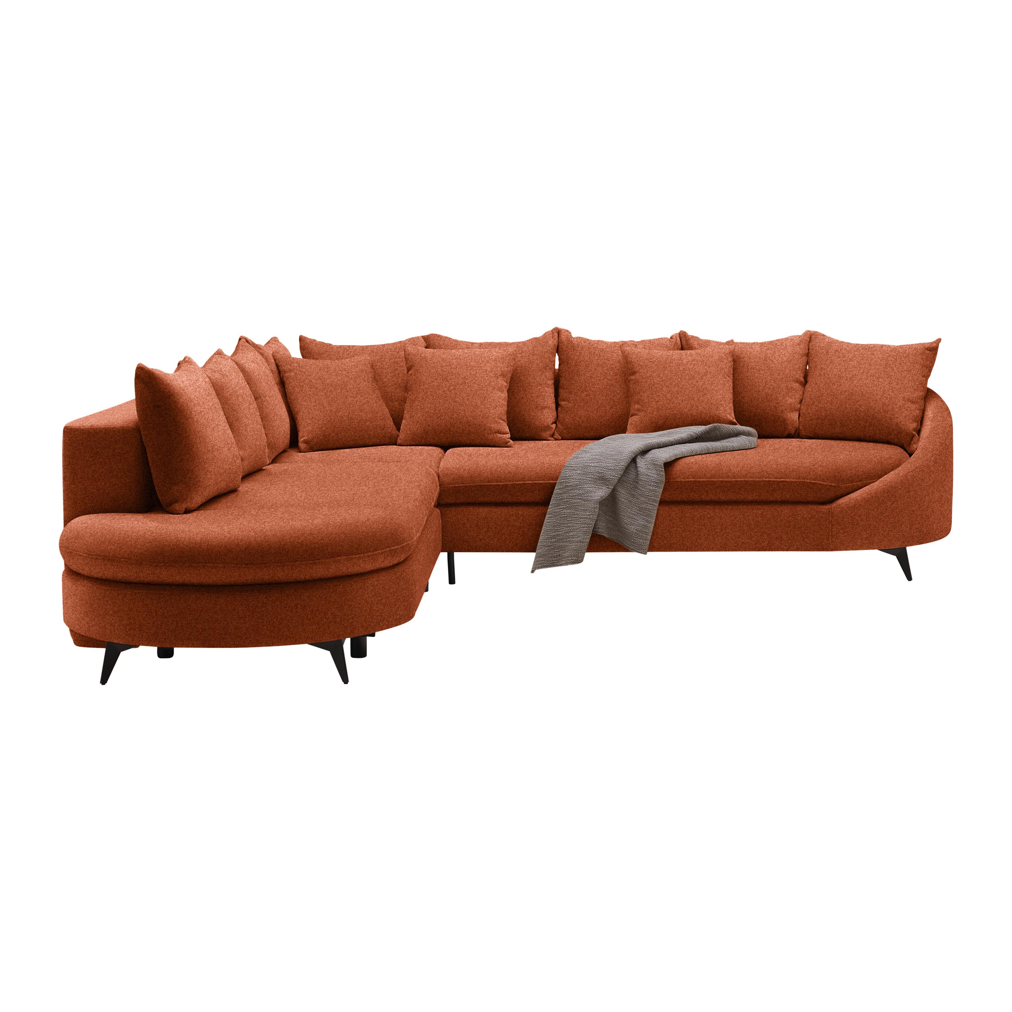Rohová sedačka AXEL, levá, rezavá tkanina - černá/rezavá, Moderní, kov/textil (250/291cm) - Mömax