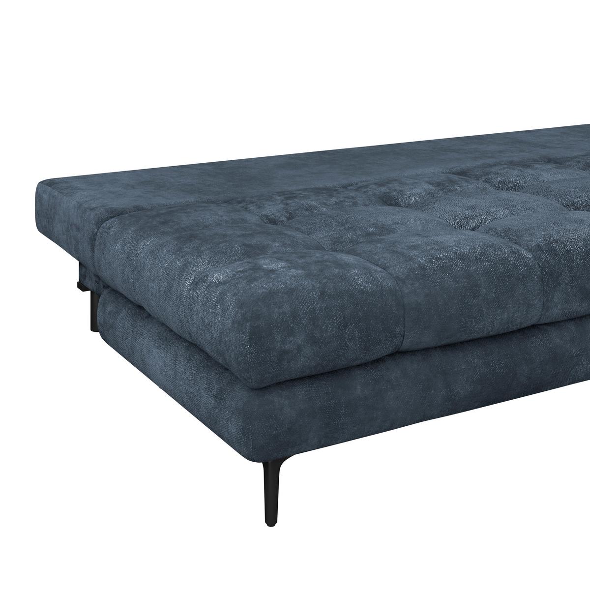 Schlafsofa Perla Dunkelblau B: 203 cm - Schwarz/Dunkelblau, KONVENTIONELL, Textil (203/94/96cm)