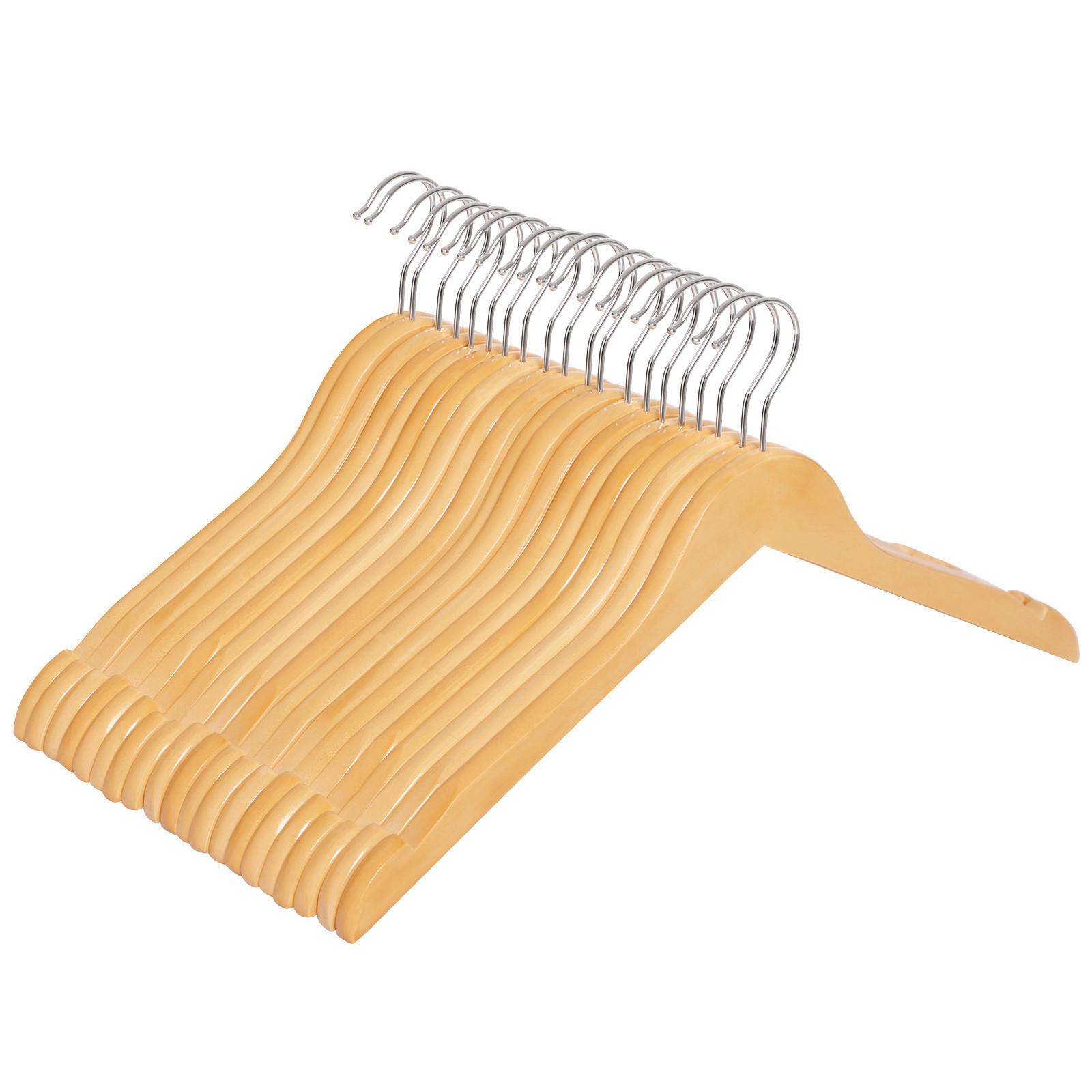 Kleiderbügelset Silberfarben/Ahornfarben 44 cm - Silberfarben/Ahornfarben, Basics, Holz (44cm)