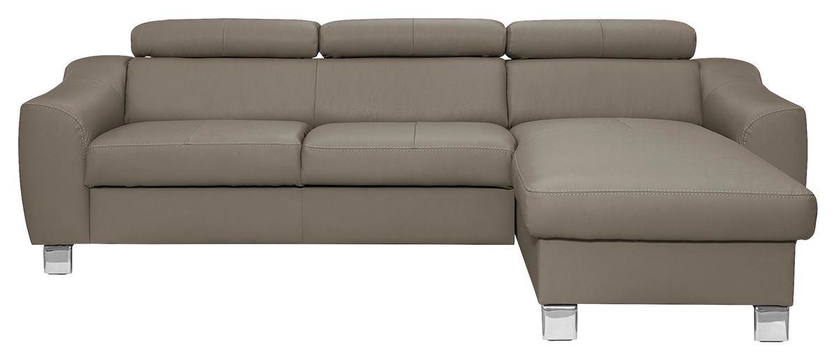 Ecksofa Aspen Taupe S: 242 Cm - Taupe/Chromfarben, Design, Leder/Textil (242/176cm) - Livetastic