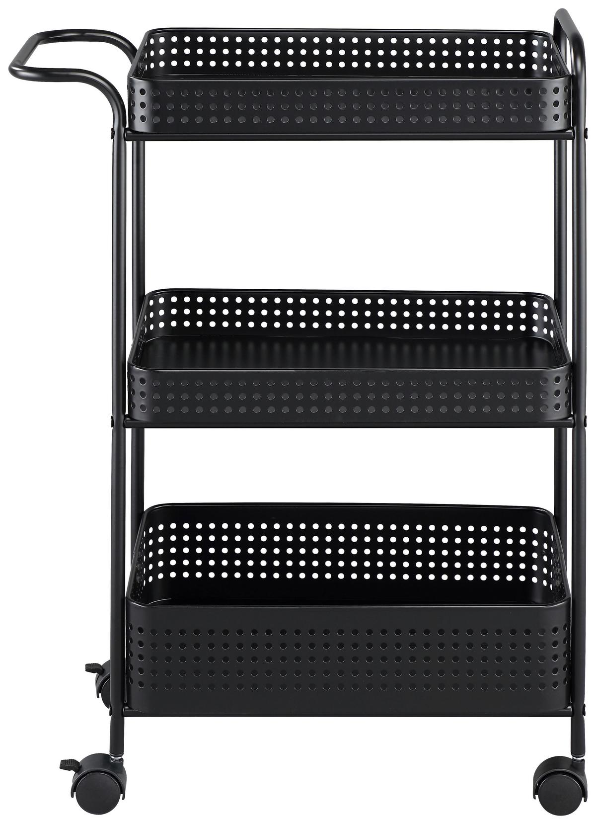 Servierwagen Badi Schwarz B: 52 Cm - Schwarz, Trend, Kunststoff/Metall (52/72/28cm)