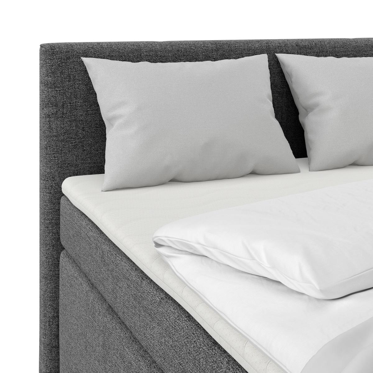 Boxpringbett Mira I Nordic, Lf: 140x200 cm - Alufarben/Graphitfarben, Basics, Textil (140/200cm)