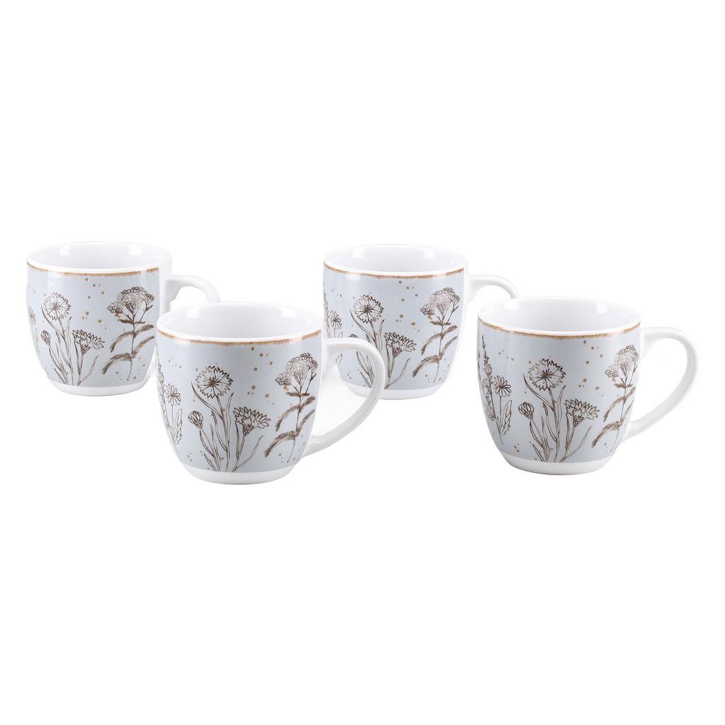 Kaffeebecherset 4tlg. Porzellan, hellgrau