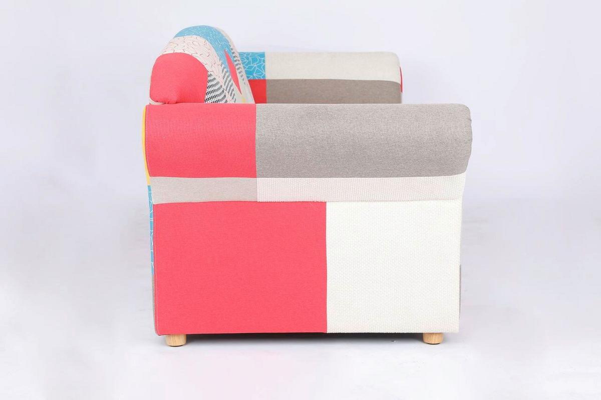 3-Sitzer Loretta ca.204x83x85 cm - Hellbraun/Weiß Hochglanz, Basics, Holz/Textil (204/83/85cm)