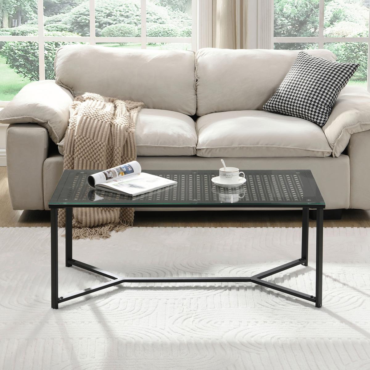 COUCHTISCH Schwarz L: 100cm - Schwarz, Design, Glas/Metall (100/50/42cm) - MID.YOU