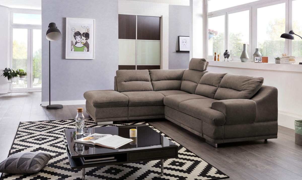 Ecksofa Mit Schlaffunktion & Bettkasten Seaside Braun - Chromfarben/Braun, KONVENTIONELL, Textil (217/264cm) - MID.YOU