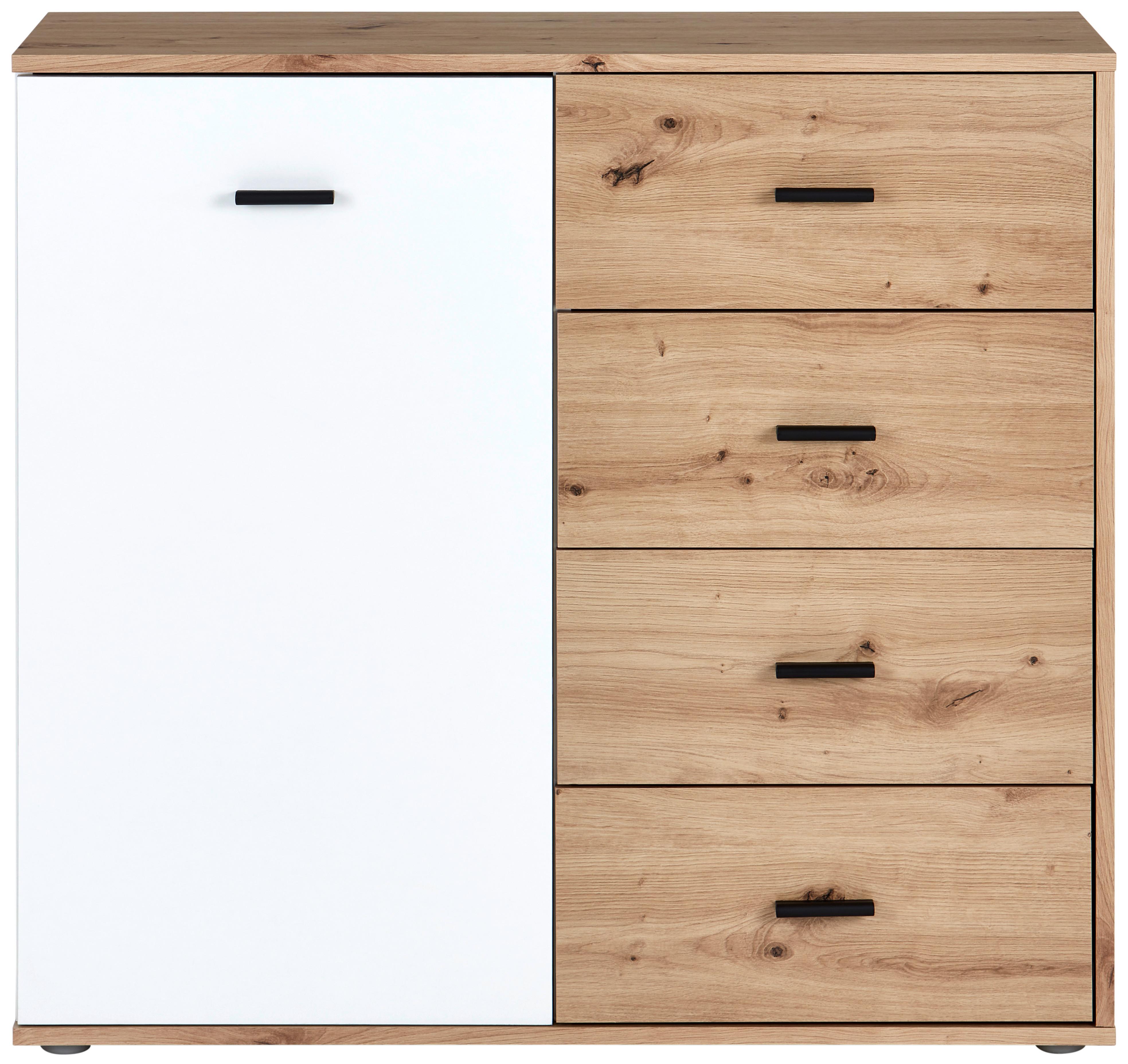 Kommode B: 96 Cm Tim, Artisan Eiche Dekor/weiß - Eichefarben, MODERN, Holzwerkstoff (96/90,2/38cm)