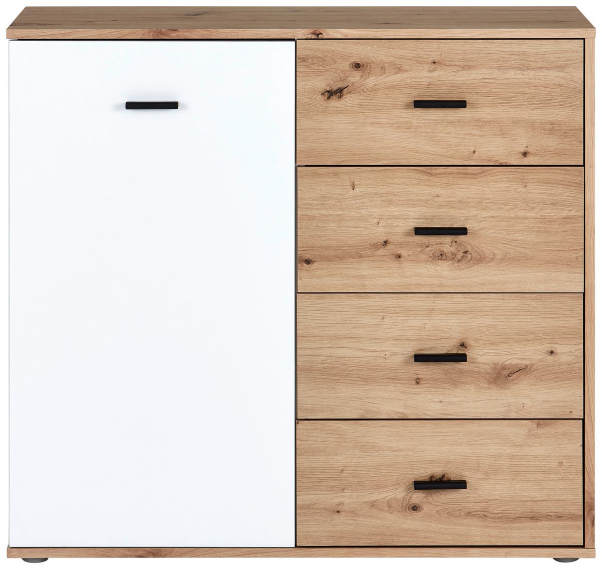 Kommode B: 96 Cm Tim, Artisan Eiche Dekor/weiß - Eichefarben, MODERN, Holzwerkstoff (96/90,2/38cm)