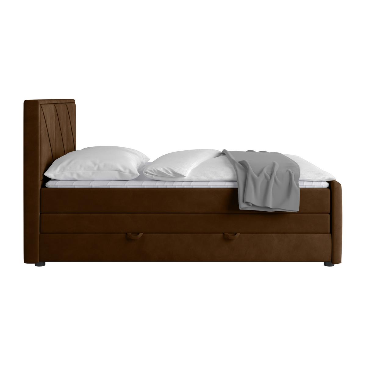 Boxspringbett mit Bettkasten Bologna 180x200 cm Braun - Schwarz/Braun, MODERN, Karton/Holzwerkstoff (180/200cm) - MID.YOU