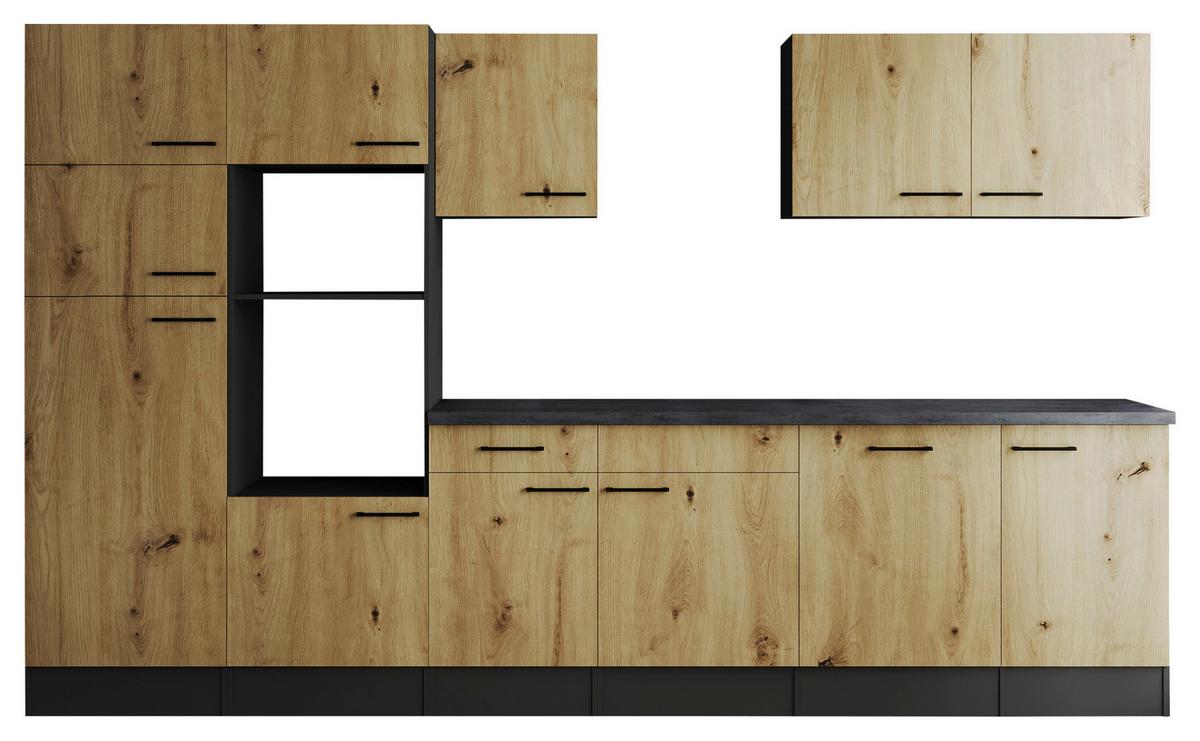 Küchenleerblock Oliver Artisan Dekor B: 340 Cm - Eiche Artisan/Grau, Design, Holzwerkstoff (340cm) - Respekta
