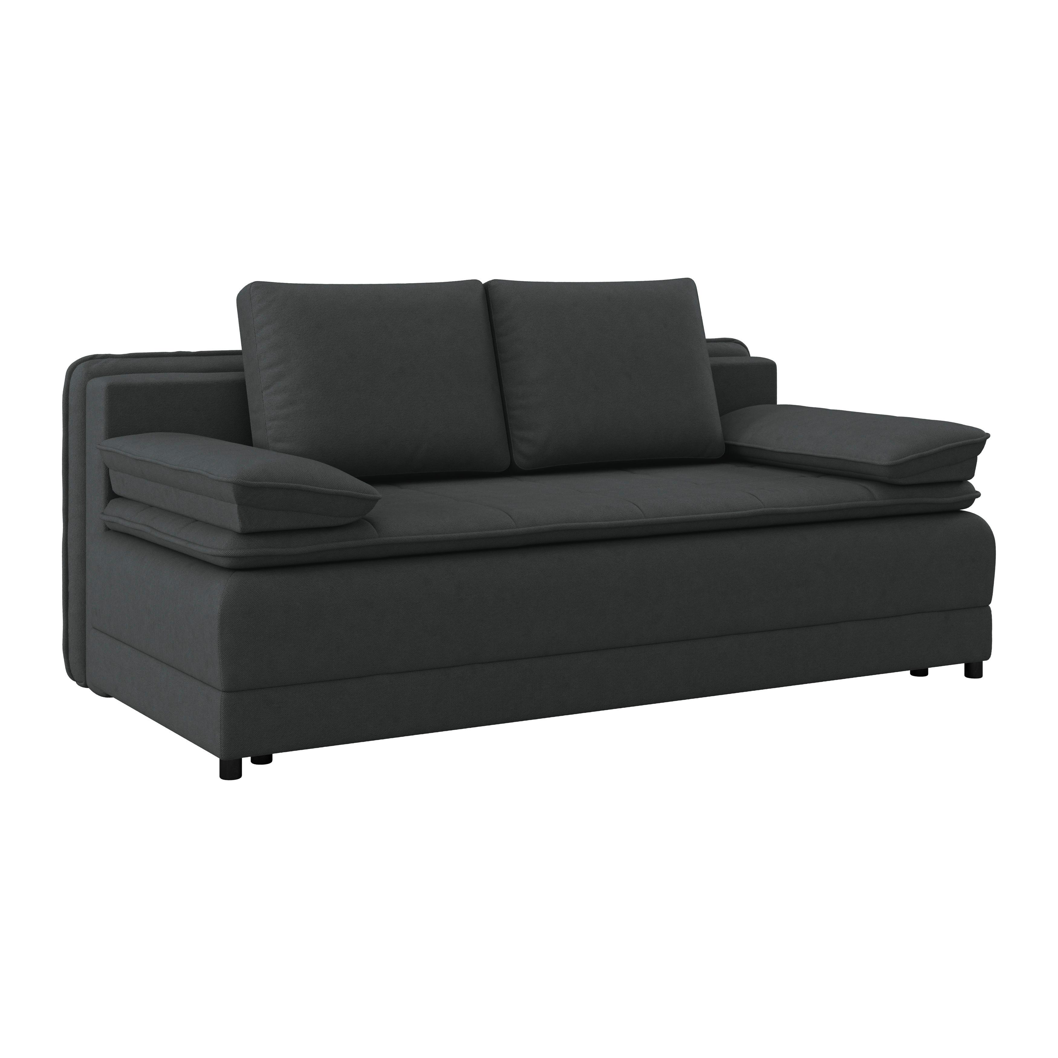 Schlafsofa Alice - Anthrazit/Schwarz, MODERN, Textil (202/73-92/105cm) - Luca Bessoni