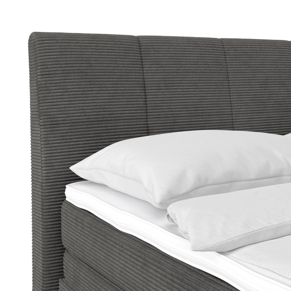 Boxspringbett Libra - Graublau/Dunkelgrau, KONVENTIONELL, Textil (180/200cm)