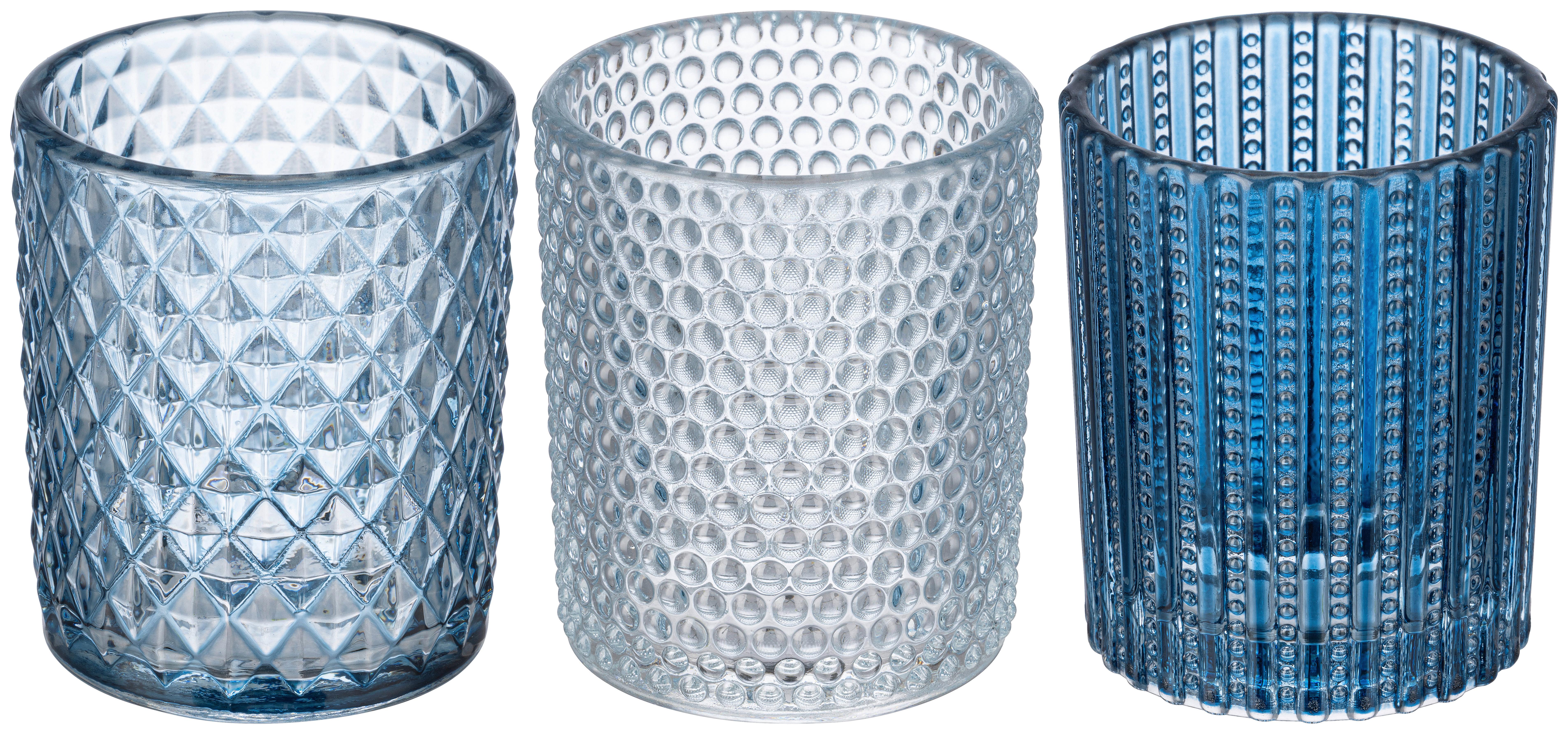 TEELICHTGLAS Mariella - Blau/Dunkelblau, KONVENTIONELL, Glas (5,4/6,4cm) - Luca Bessoni