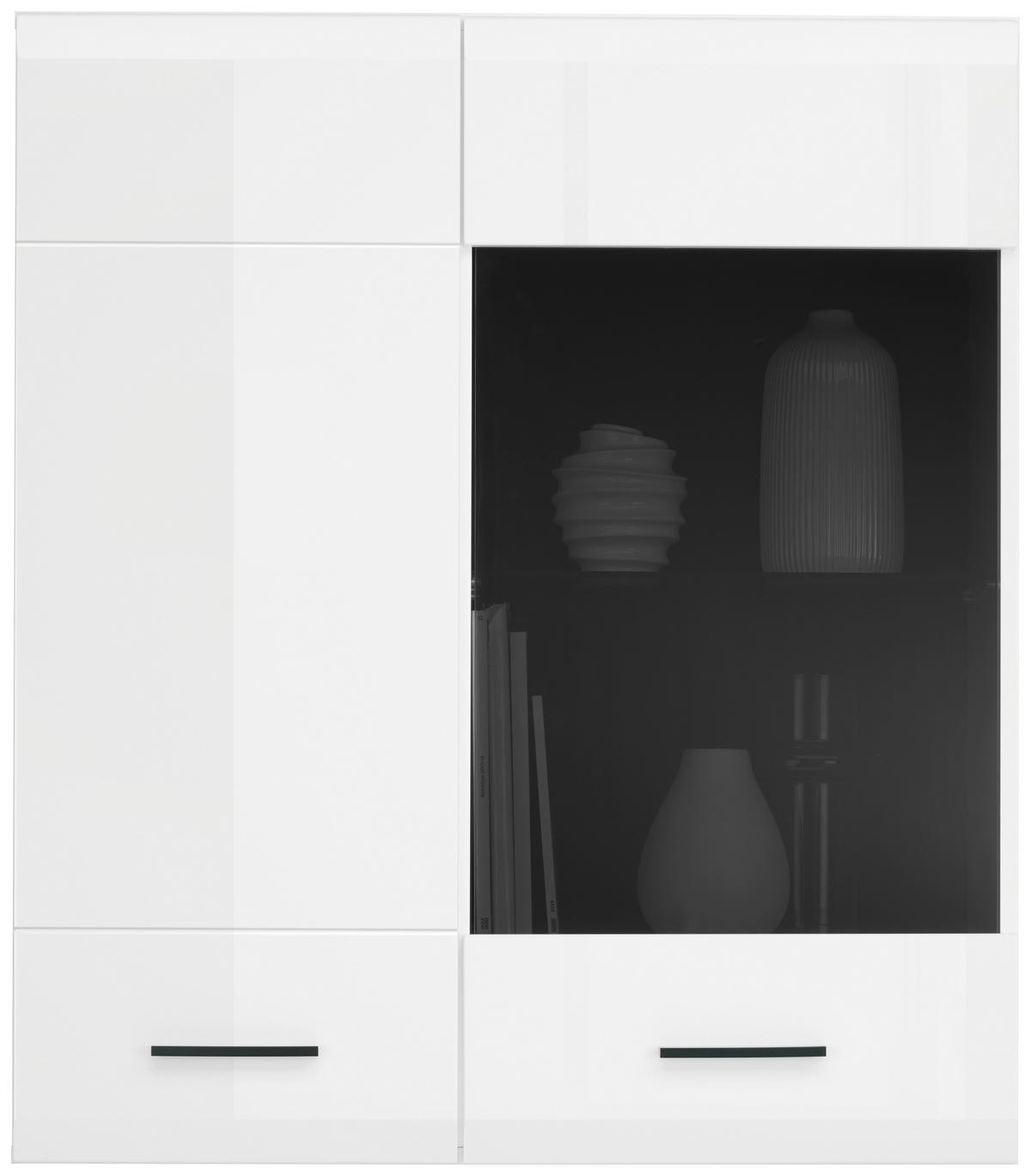 Hängevitrine Avanti Weiß, Anthrazit B: 90cm - Anthrazit/Weiß, MODERN, Glas/Holzwerkstoff (90/102/35cm) - Hom`in
