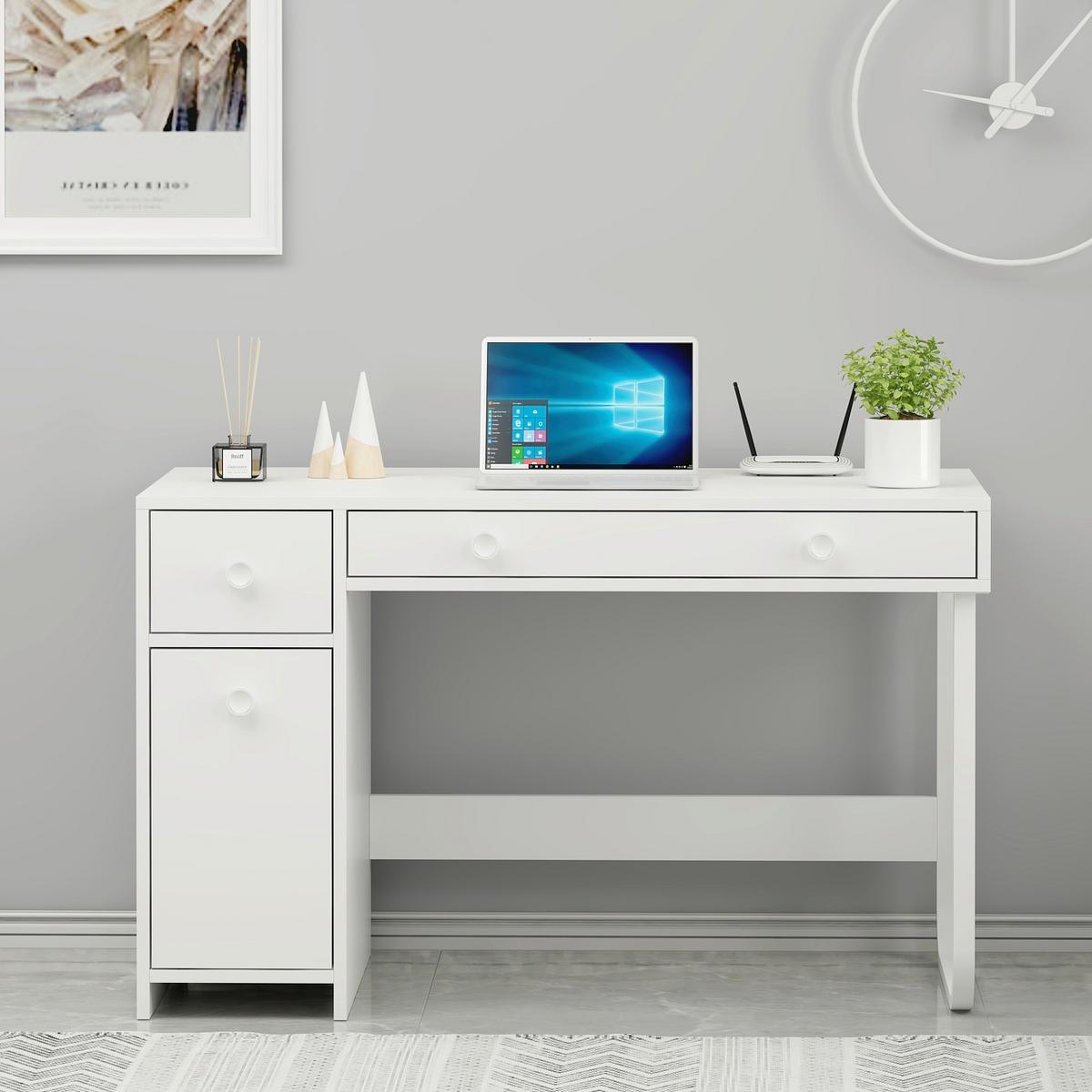 Schreibtisch Asil Weiß L: 120cm - Weiß, Design, Holzwerkstoff/Metall (120/60/74cm) - Livetastic