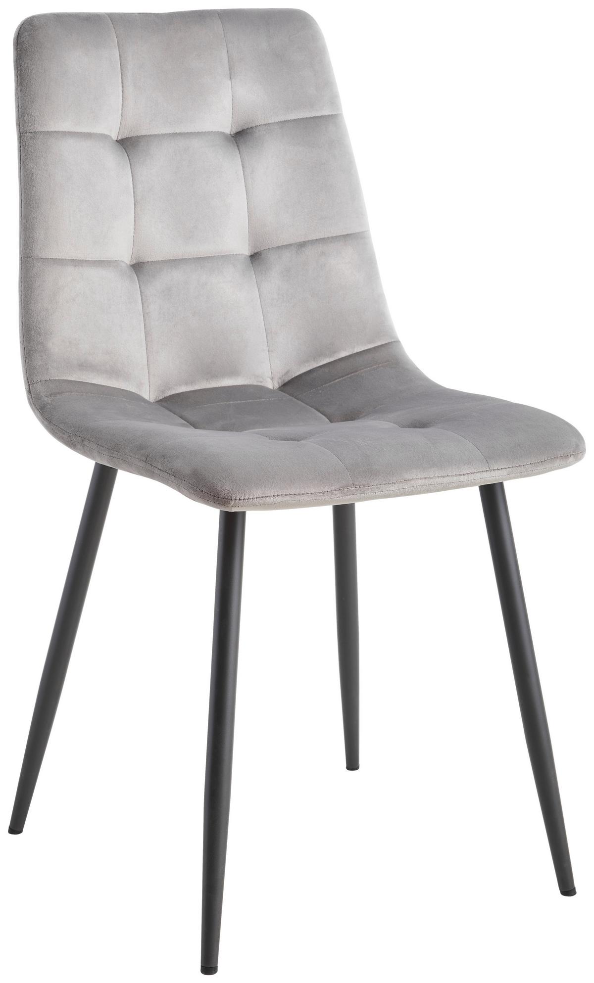 Stuhl Sit Samt Grau 4er-Set - Grau, MODERN, Textil/Metall (44/87/54cm) - P & B