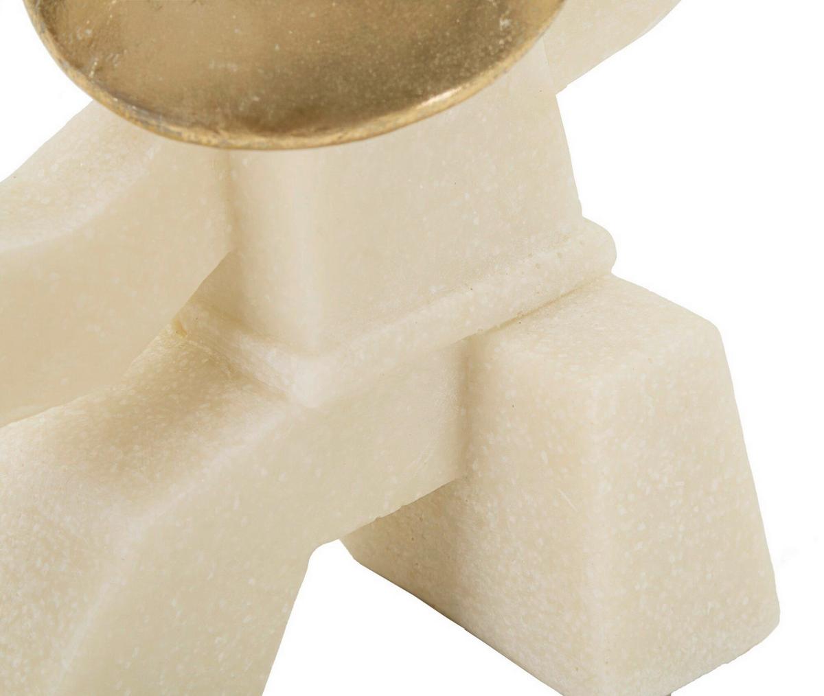 Skulptur Kunststoff/metall, Weiß/gold - Basics, Kunststoff/Metall (17/18.5/7.5cm)