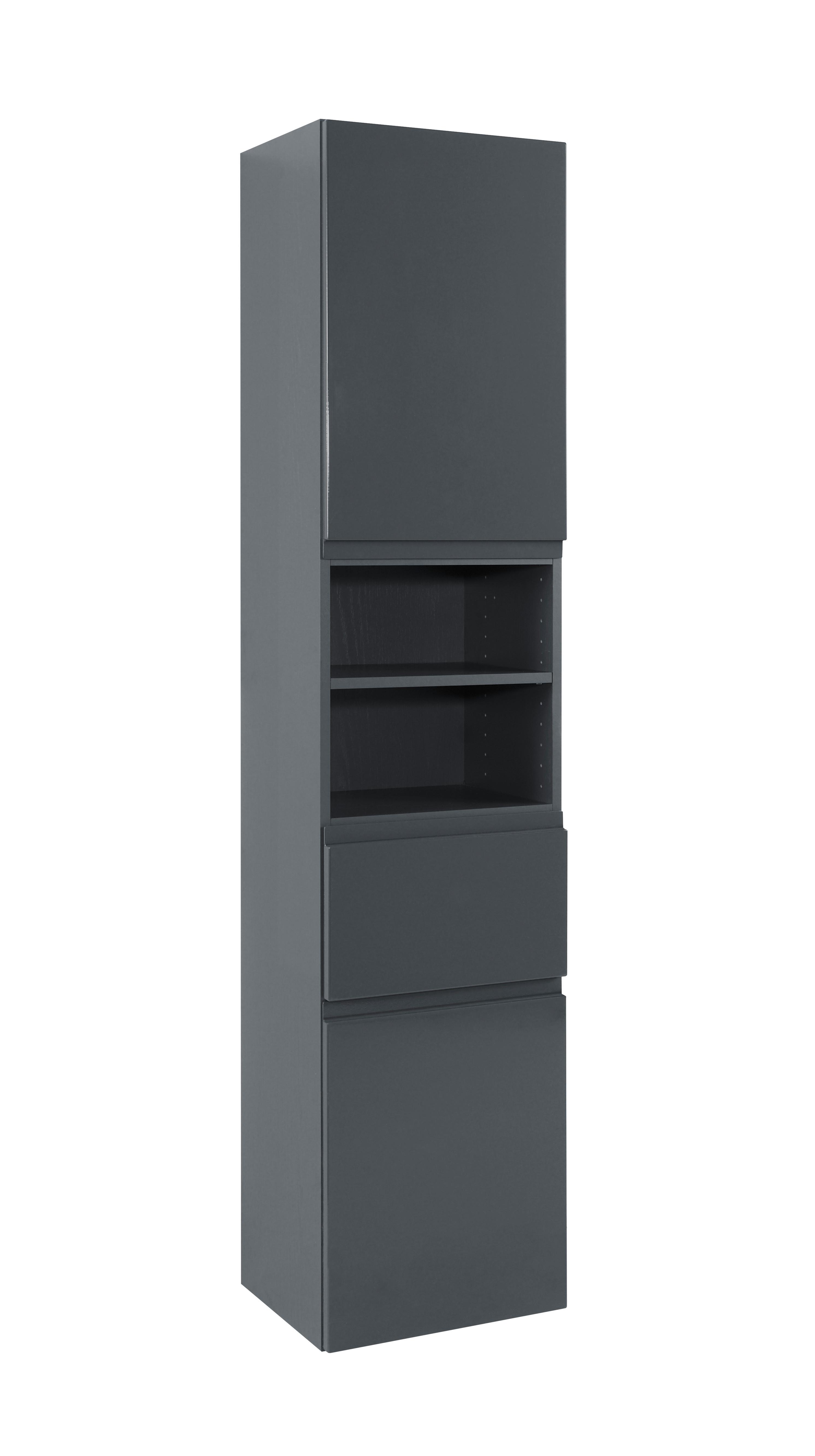 Hochschrank Mit Soft-Close Cardiff 40cm, Graphit Dekor - Graphitfarben, Design, Holzwerkstoff (40/180/35cm) - Held