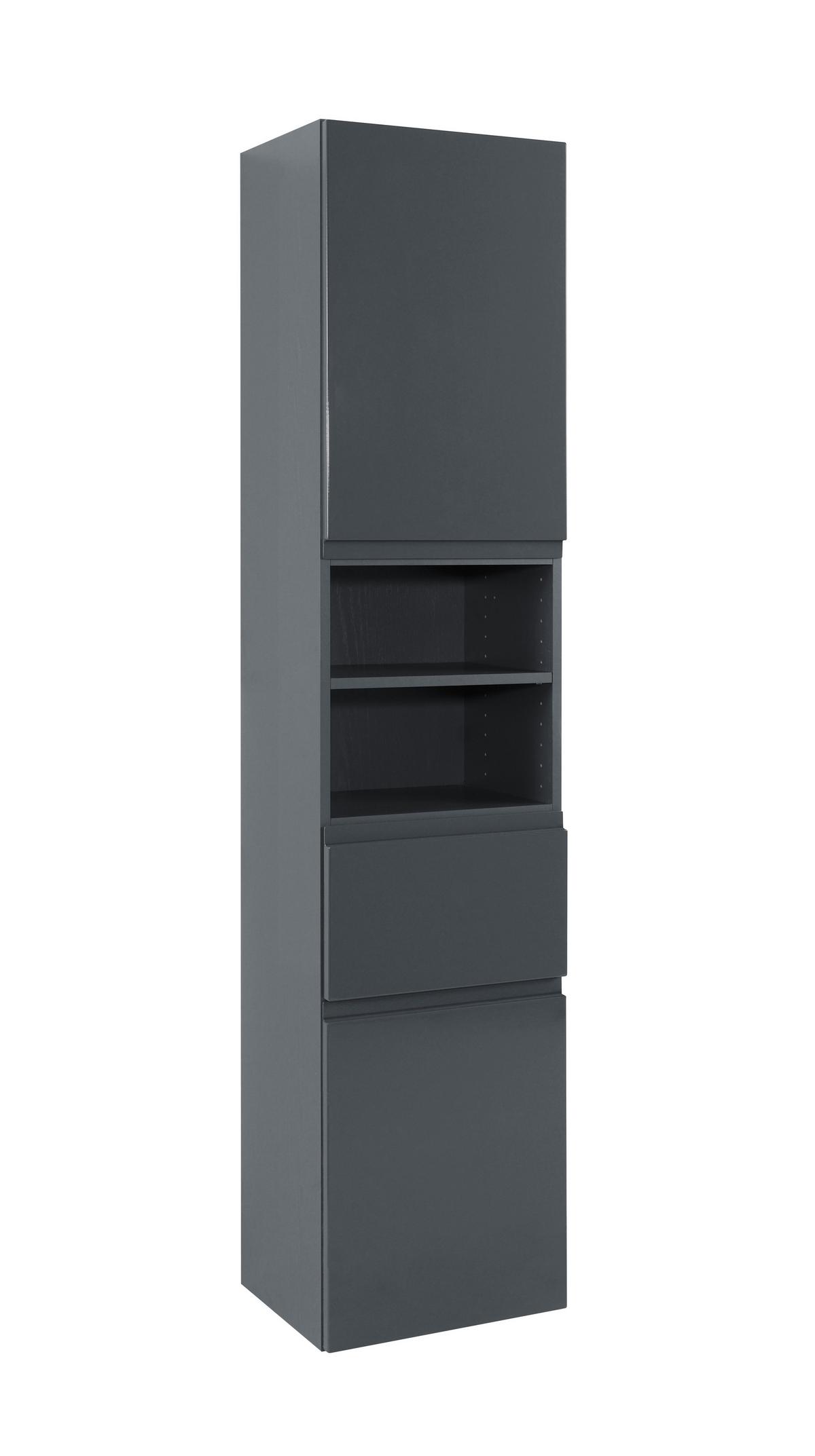 Hochschrank Mit Soft-close Cardiff 40cm, Graphit Dekor - Graphitfarben, Design, Holzwerkstoff (40/180/35cm) - Held