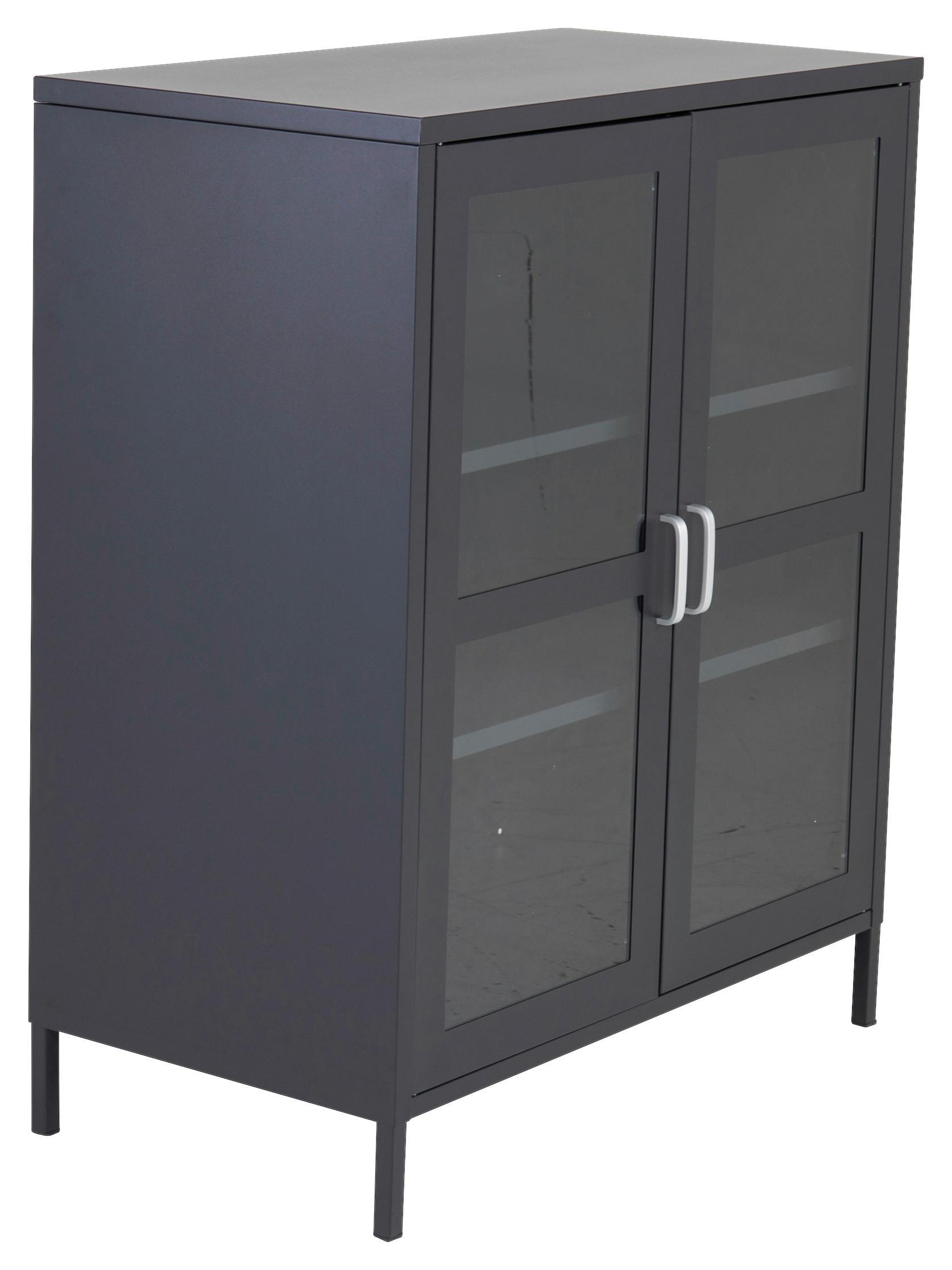 Sideboard Acero - Schwarz, Design, Glas/Metall (80/97/43cm) - Livetastic