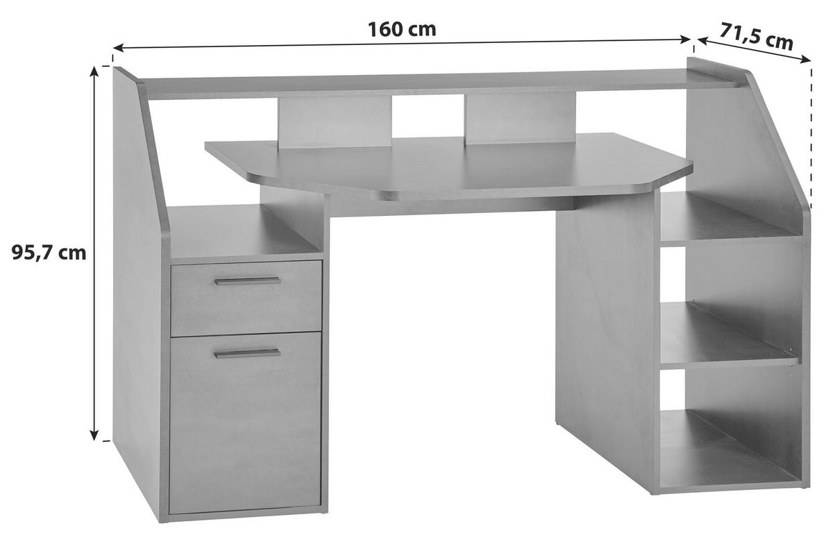 HERNÍ STŮL ENTER - černá/barvy grafitu, Moderní, kompozitní dřevo/plast (160/95,7/71,5cm)