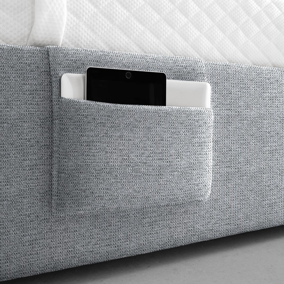 Posteľ Remi s bočnicami 90x200, poťah tmavosivý - prírodná farba/chrómová, Konventionell, drevo/textil (90/200cm) - Based