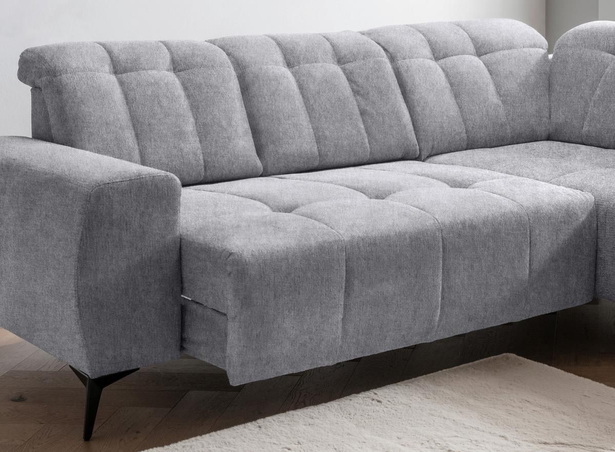 Ecksofa mit USB Anschluss Sano, Hellgrau, S: 261x200 cm - Hellgrau/Schwarz, MODERN, Textil (261/200cm) - Livetastic
