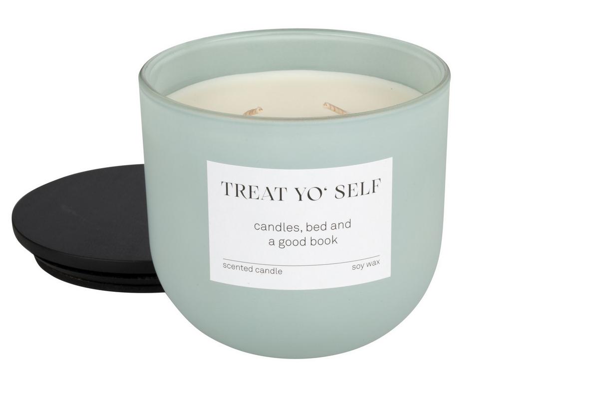 Svíčka ve skle Camilla - šedá/modrá, Moderní, přírodní materiály/sklo (10/9cm) - Mömax