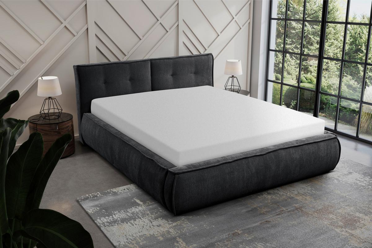 Polsterbett mit Lattenrost Lacjo Anthrazit 180x200 cm - Beige/Anthrazit, LIFESTYLE, Holz/Holzwerkstoff (180/200cm) - Livetastic