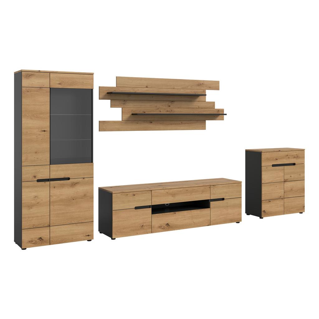 Wohnwand Canu Eiche Artisan Dekor B: 375cm