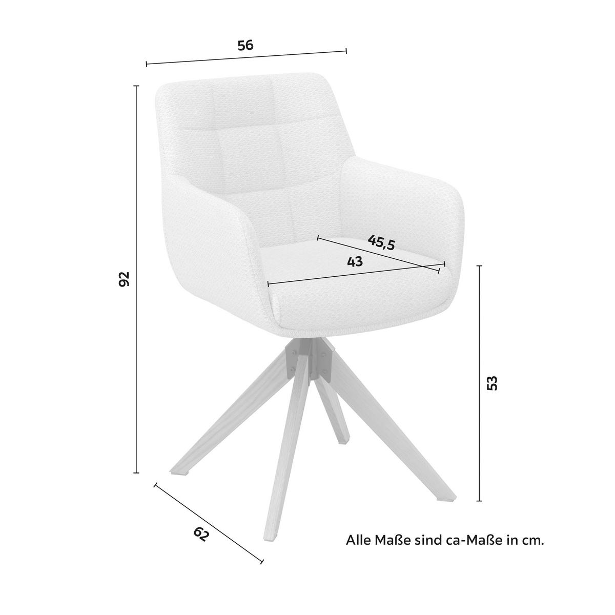 Stolička s podrúčkami MAILO - prírodná farba/svetlosivá, Modern, kov/drevo (56/92/62cm) - Bessagi Home