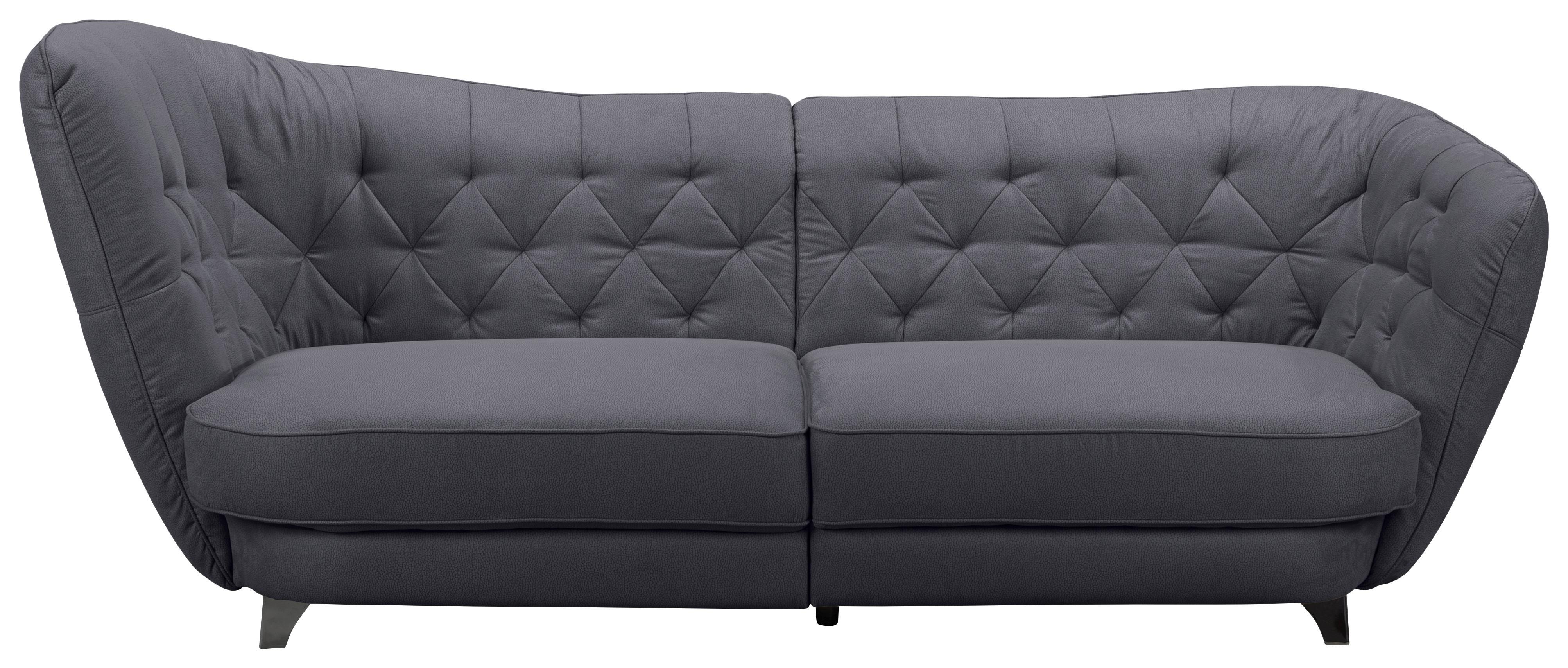 Big Sofa mit echtem Rücken Retro B: 256 cm Dunkelblau - Chromfarben/Dunkelblau, MODERN, Textil (256/85/115cm) - MID.YOU