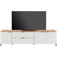 Tv-lowboard Austin 225 Cm Eichefarben/glasfront Weiß - Eichefarben/Schwarz, Trend, Glas/Holzwerkstoff (225/63/40cm)