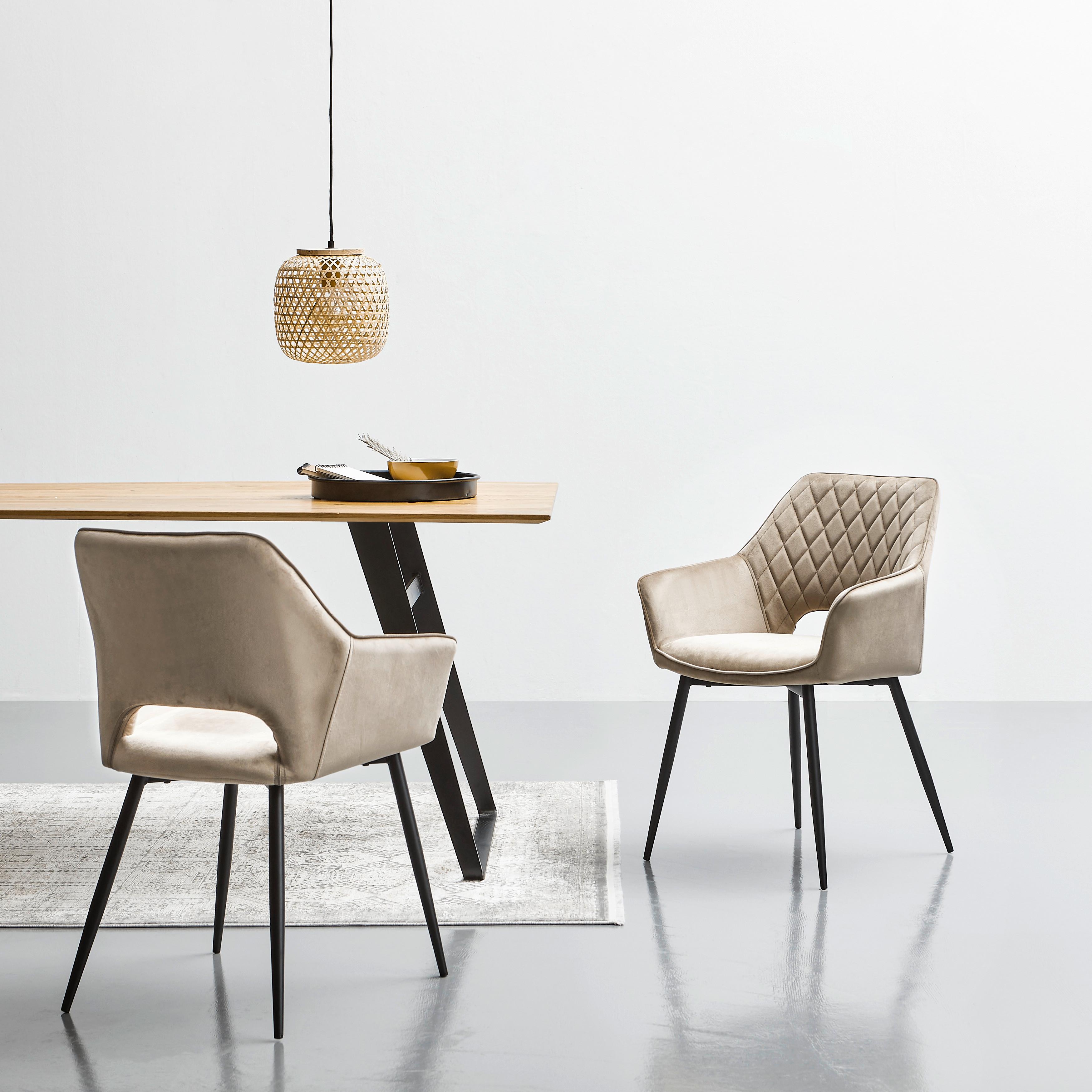 Armlehnstuhl Genua Taupe Gepolstert - Taupe/Beige, KONVENTIONELL, Holz/Textil (56/80,5/56cm) - MID.YOU