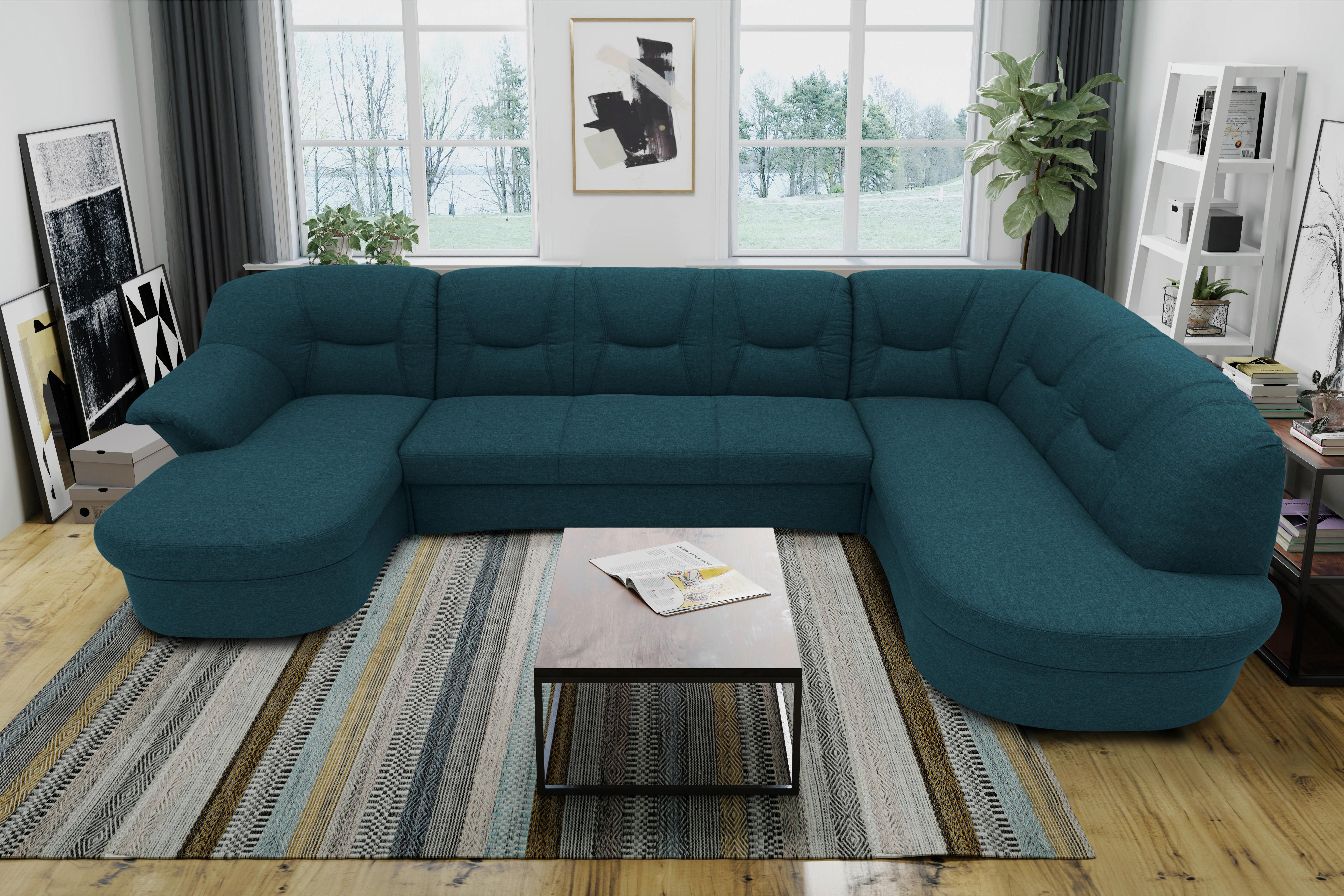Wohnlandschaft Sarafina Dunkelblau - Schwarz/Dunkelblau, KONVENTIONELL, Textil (146/295/180cm) - MID.YOU