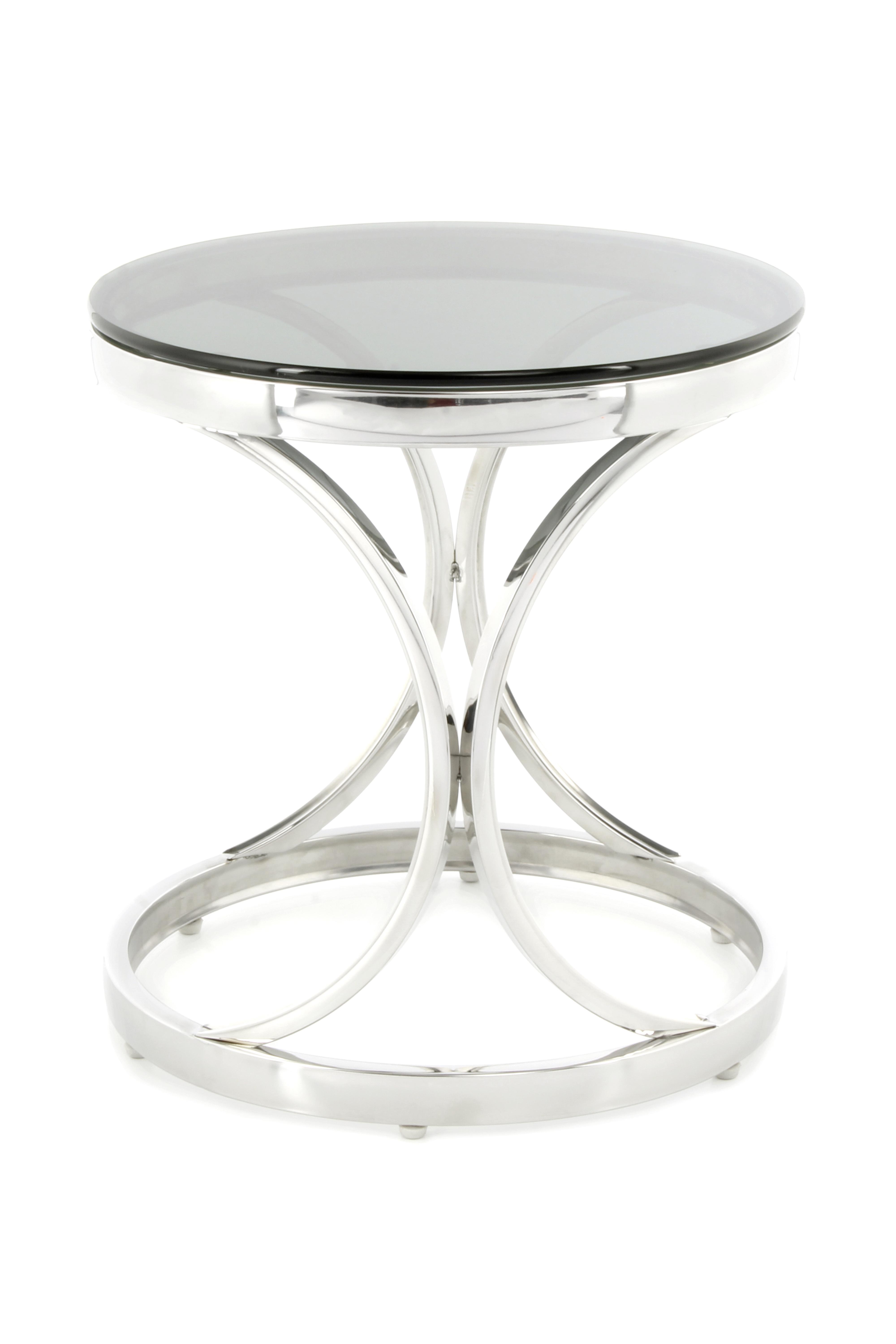 Beistellitsch mit Glasplatte Weyda, Silber/Schwarz - Silberfarben/Schwarz, Basics, Glas/Metall (40/40/42cm) - Kayoom