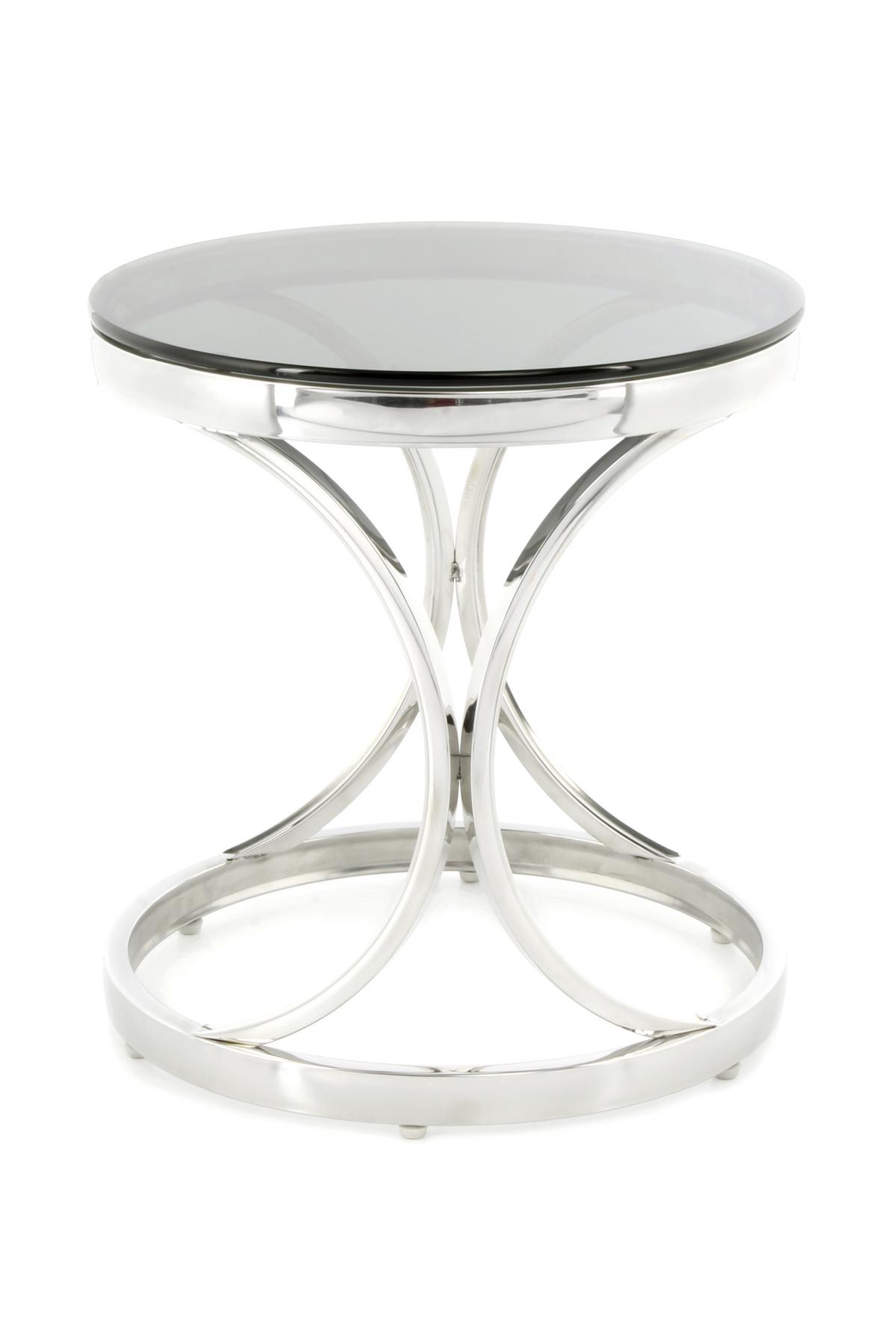 Beistellitsch mit Glasplatte Weyda, Silber/Schwarz - Silberfarben/Schwarz, Basics, Glas/Metall (40/40/42cm) - Kayoom