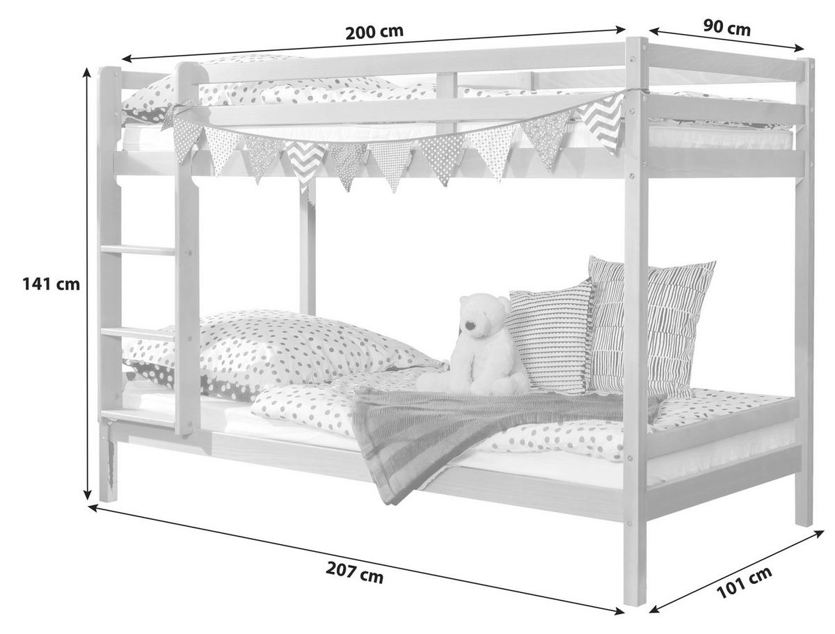 Etagenbett Rene Buche Massiv Mit Leiter - Buchefarben/Naturfarben, MODERN, Holz (90/200cm) - MID.YOU