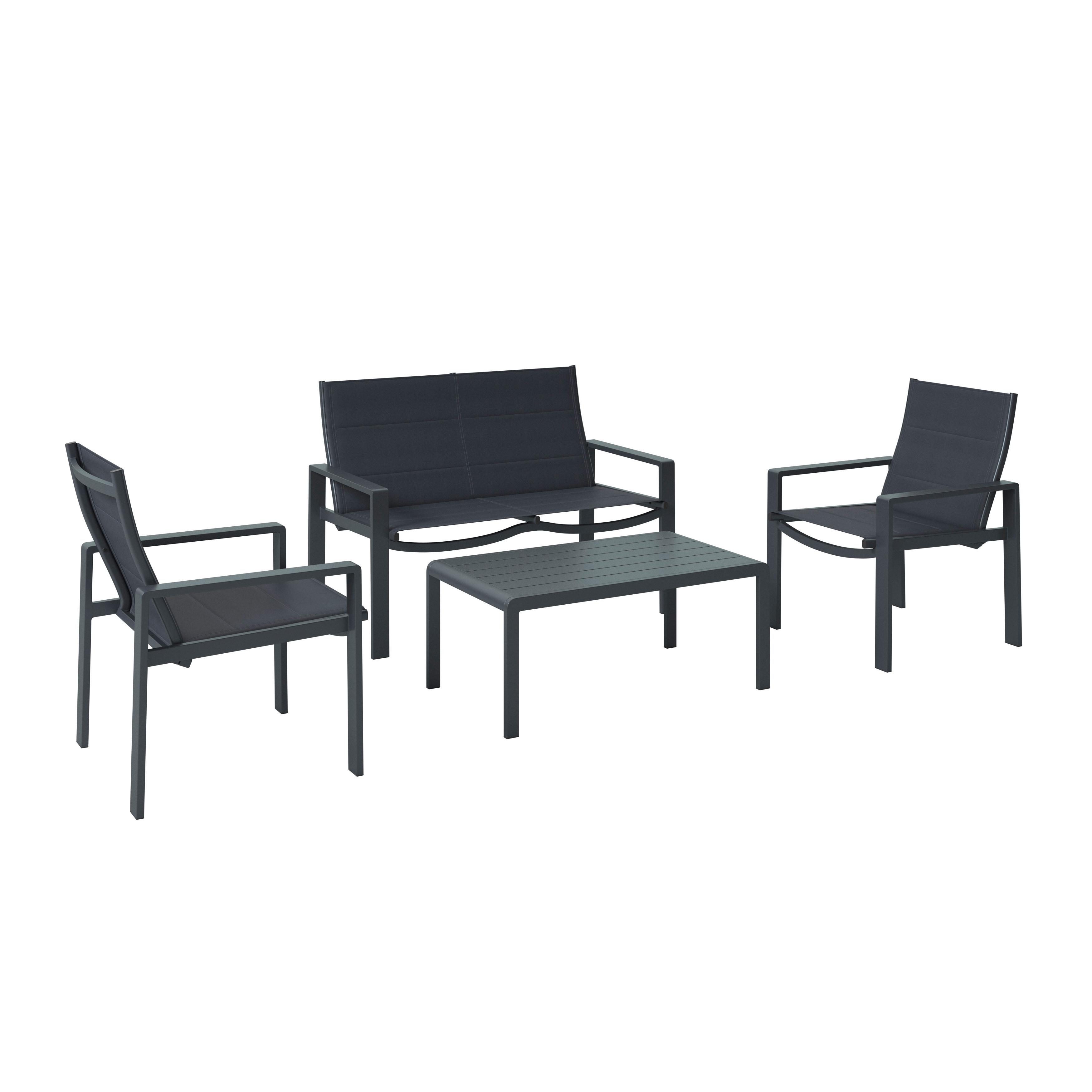 Loungegarnitur Palma - Dunkelgrau, MODERN, Textil/Metall - Luca Bessoni