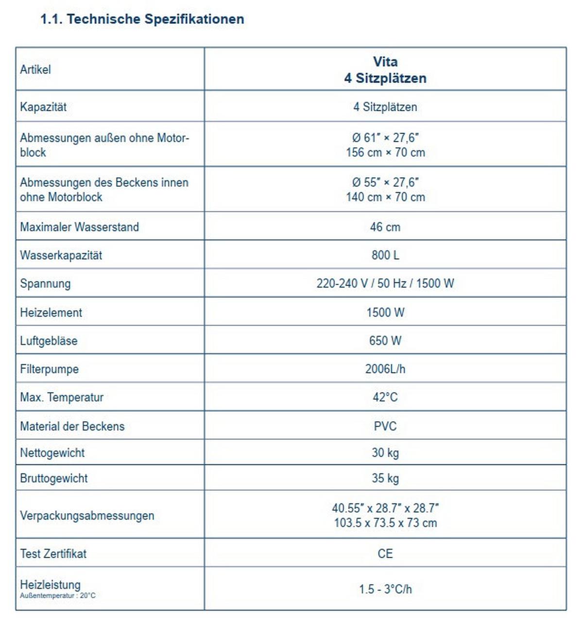 Whirlpool Metall  Netspa Vita Ø 268 cm + Möbel - Schwarz, Basics, Kunststoff/Metall (268cm)