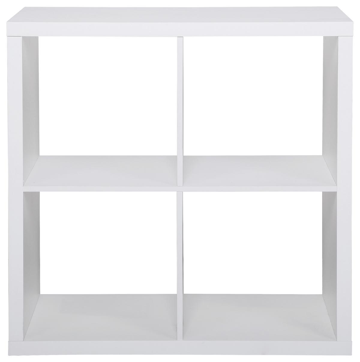 REGÁL SAMY 1 - biela, Modern, kompozitné drevo (76/76/37cm)