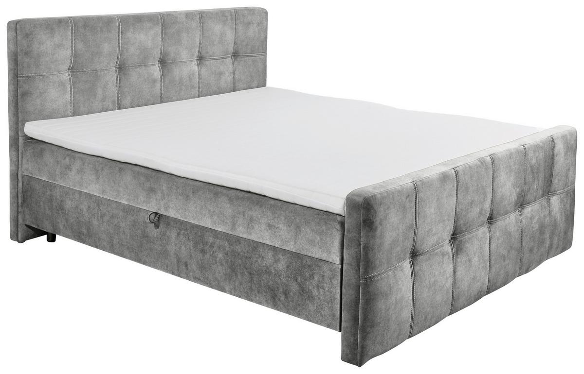 Boxbett Valetta 6 - Schwarz/Grau, MODERN, Holzwerkstoff/Textil (180/200cm) - MID.YOU