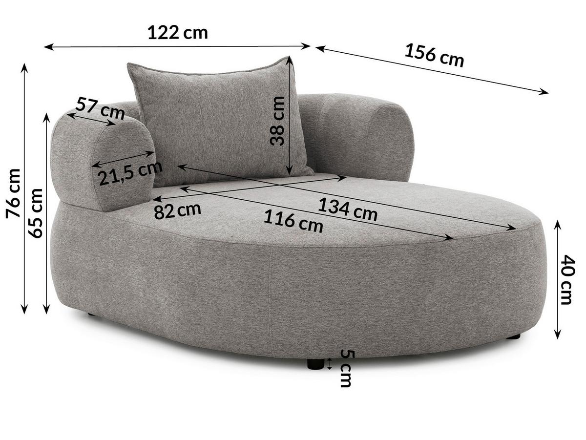 XXL-Sessel Ferro Grau B: 122 cm - Schwarz/Grau, Design, Textil (122/76/156cm) - Livetastic