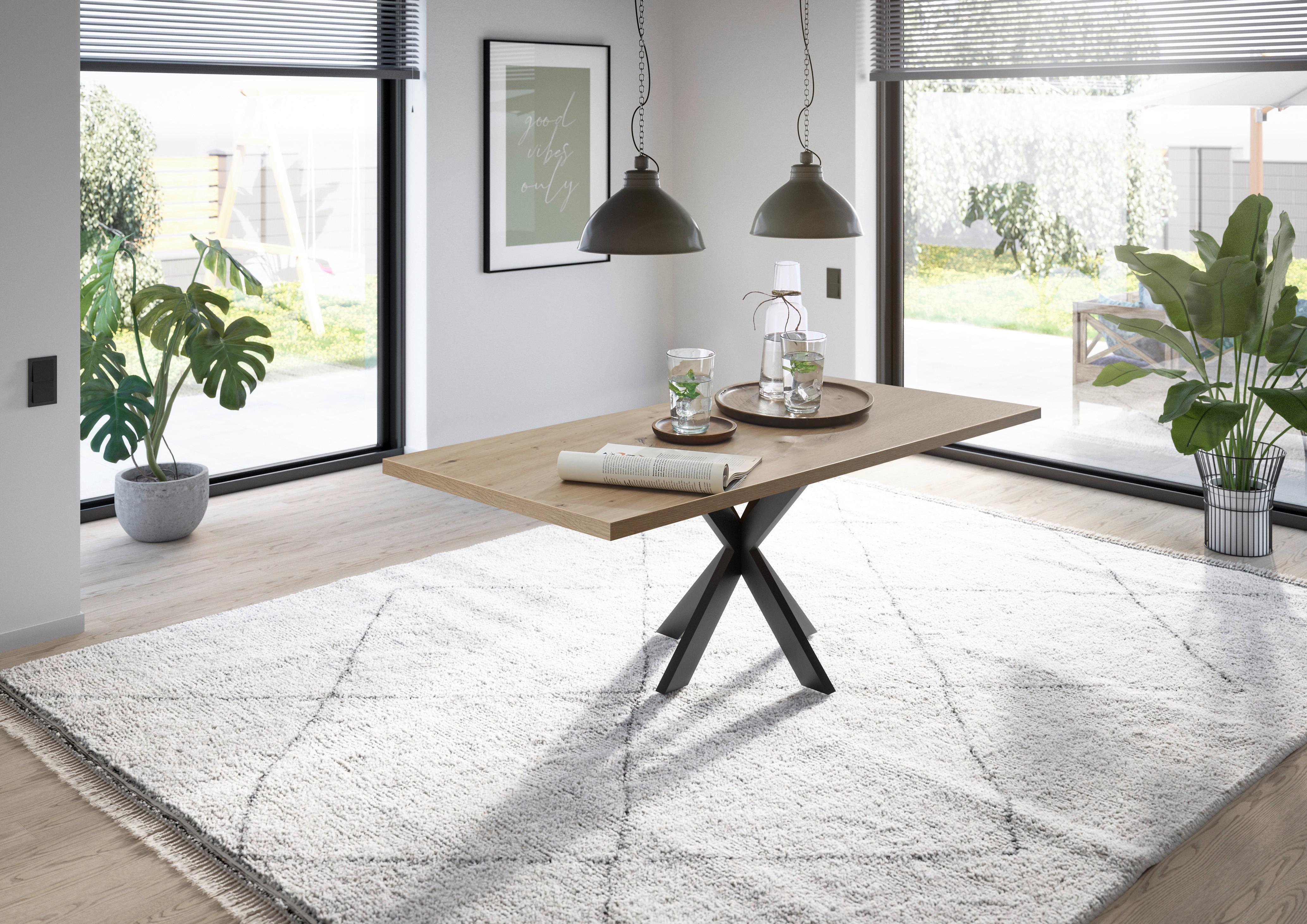 Esstisch Alex Schwarz, Eichefarben - Eichefarben/Schwarz, MODERN, Holzwerkstoff/Metall (140/90/78cm) - Livetastic