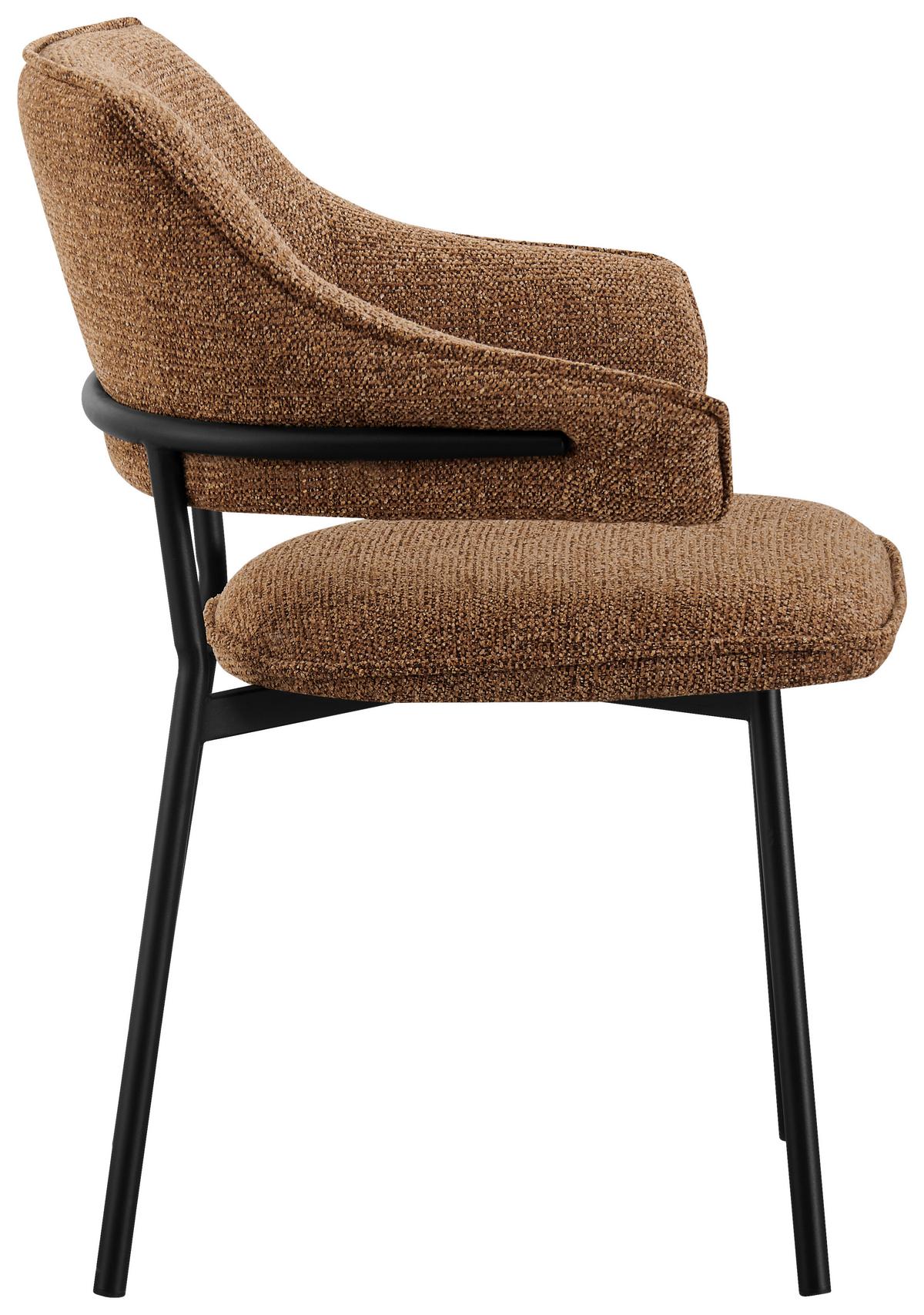 Armlehnstuhl Lina Webstoff Braun - Schwarz/Braun, MODERN, Textil/Metall (62/84/62cm) - MID.YOU