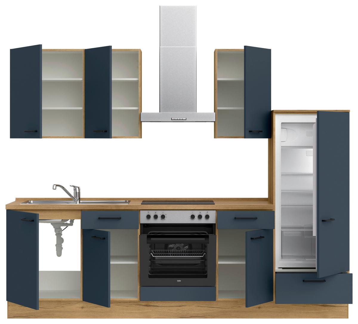 Küchenleerblock Easytouch Low-Line, L6 Rechts - Blau/Eichefarben, MODERN, Holzwerkstoff (270cm) - Nobilia