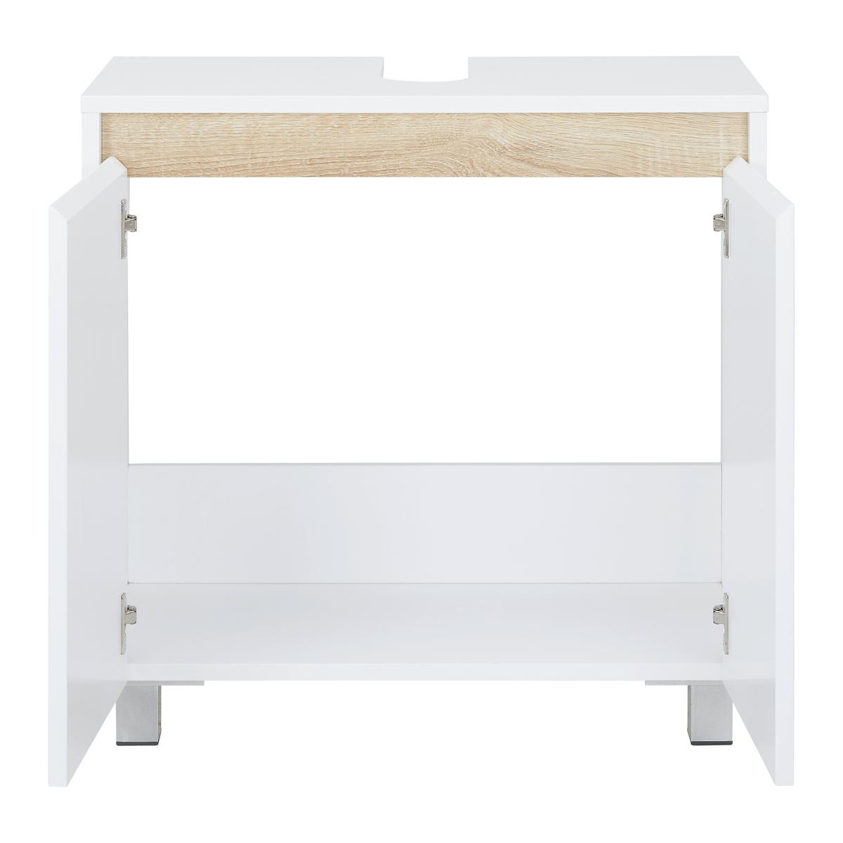 Spodná skrinka MASSIMO biela/borovica - biela/strieborná, Modern, plast (60/59/30cm) - Bessagi Home
