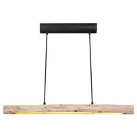 Hängeleuchte Mella H: 150 cm 1-Flammig - Schwarz/Naturfarben, Basics, Holz/Metall (80/7/150cm) - Globo